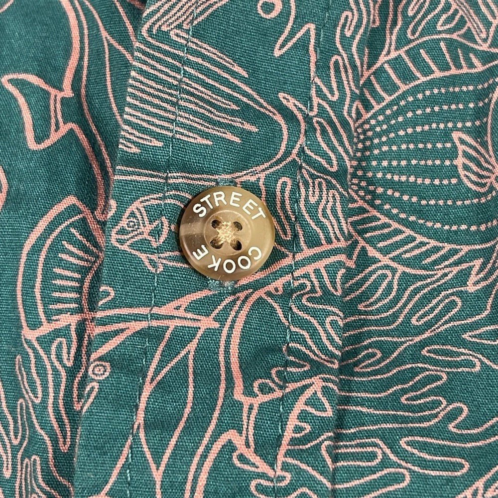 Cooke Street Hawaiian Button Shirt‎ Men's XL Teal Tropical Fish Made in Hawaii - Picture 5 of 8